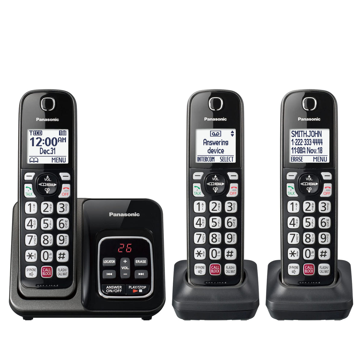 Cordless Phone with Answering Machine, 3 Handset D649261