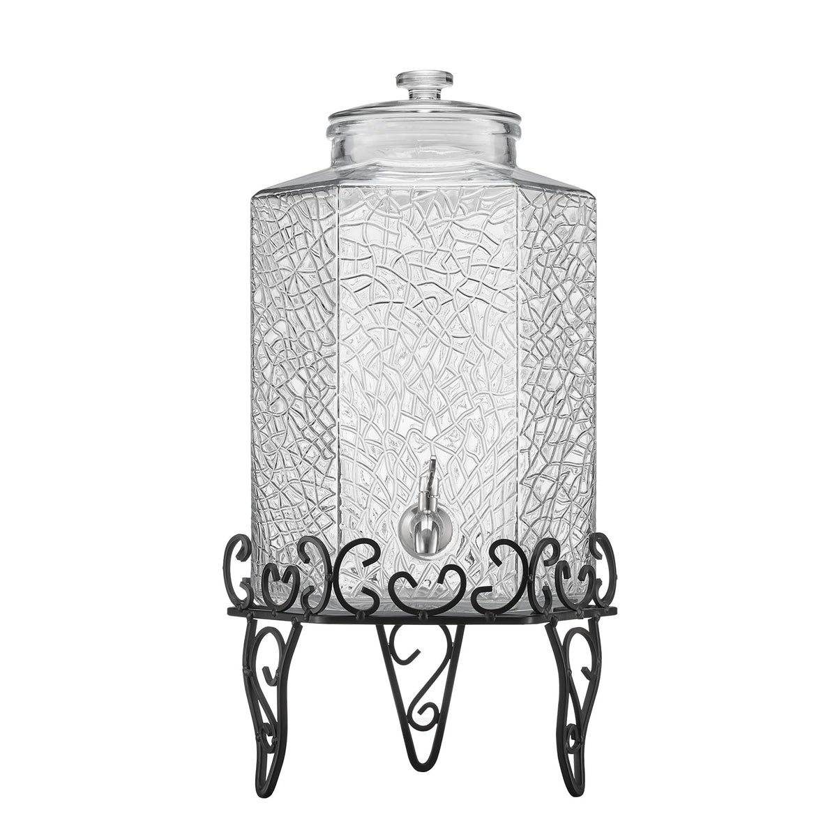 2.5 Gallon Glass Beverage Dispenser with Metal Stand M57701