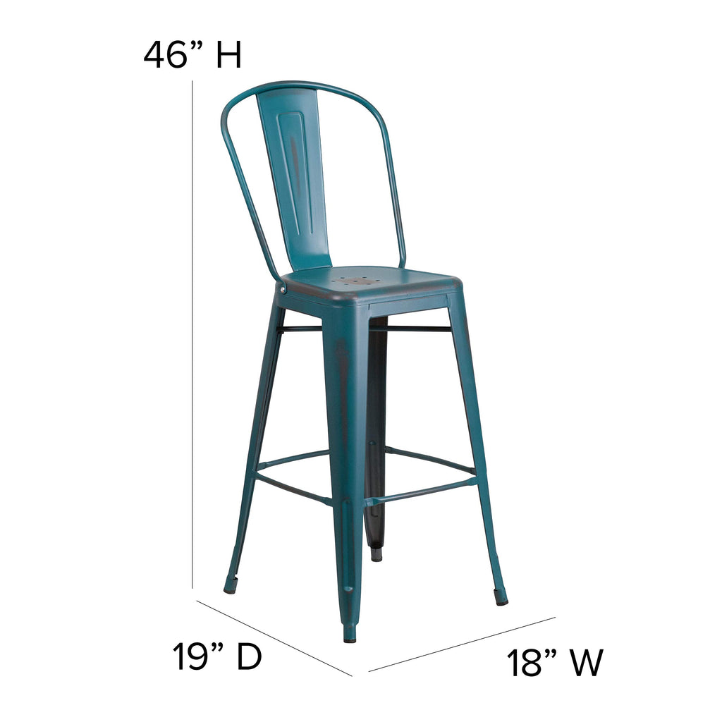 30" Metal Counter Stool with Footrest D462