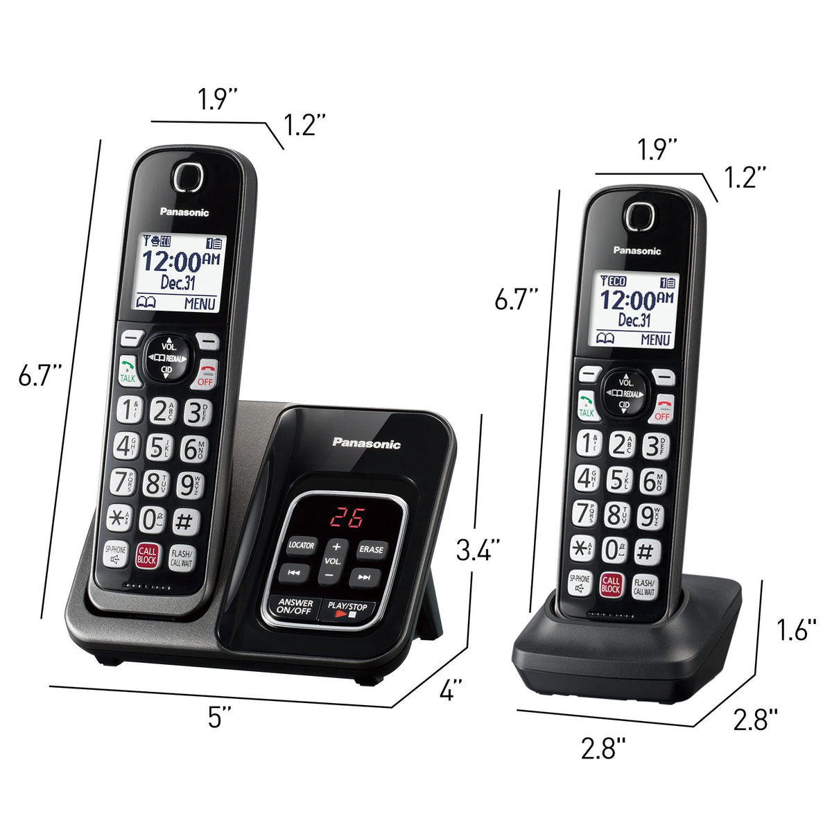 Cordless Phone with Answering Machine, 3 Handset D649261