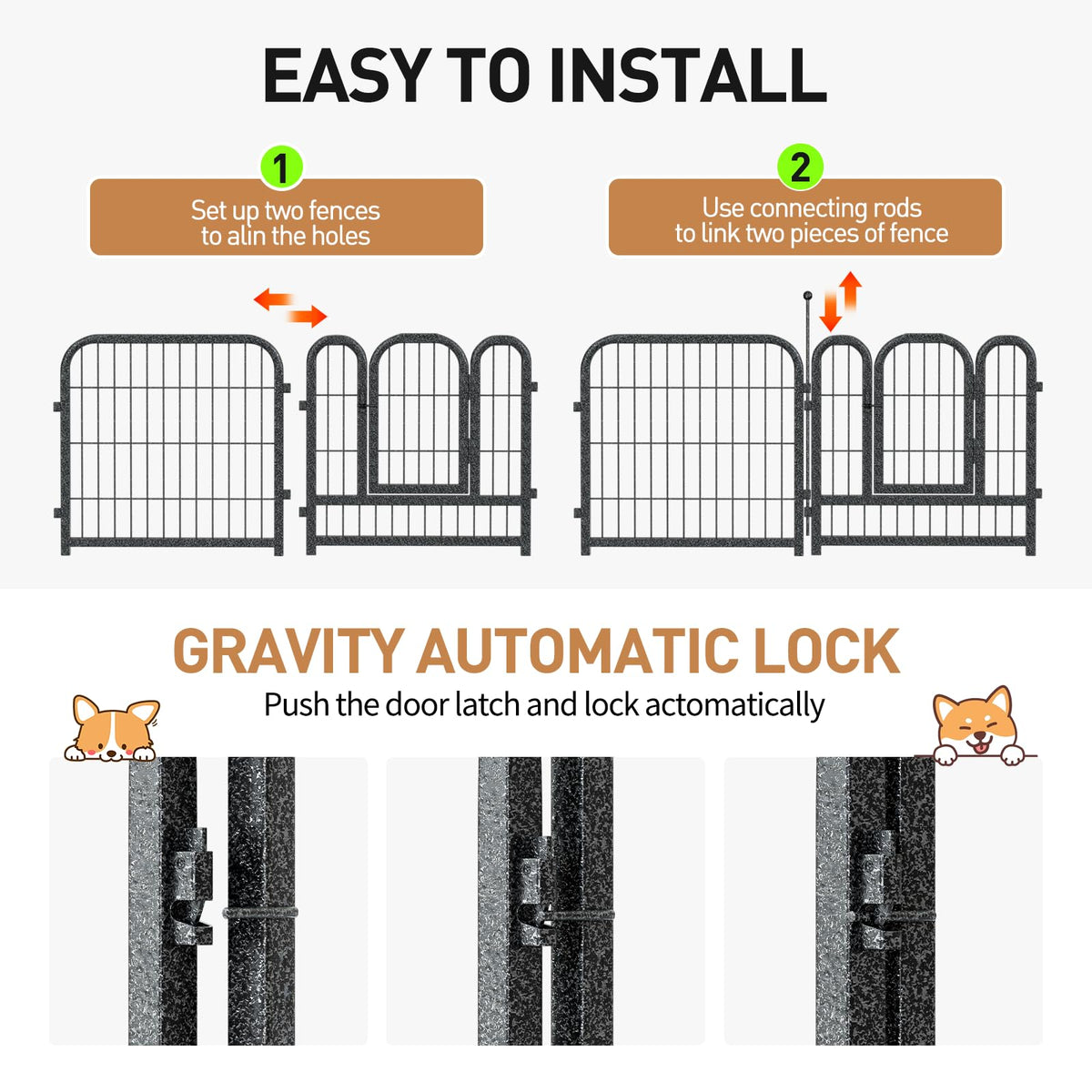 40in 16 Panels Heavy Duty Metal Dog Playpen A255