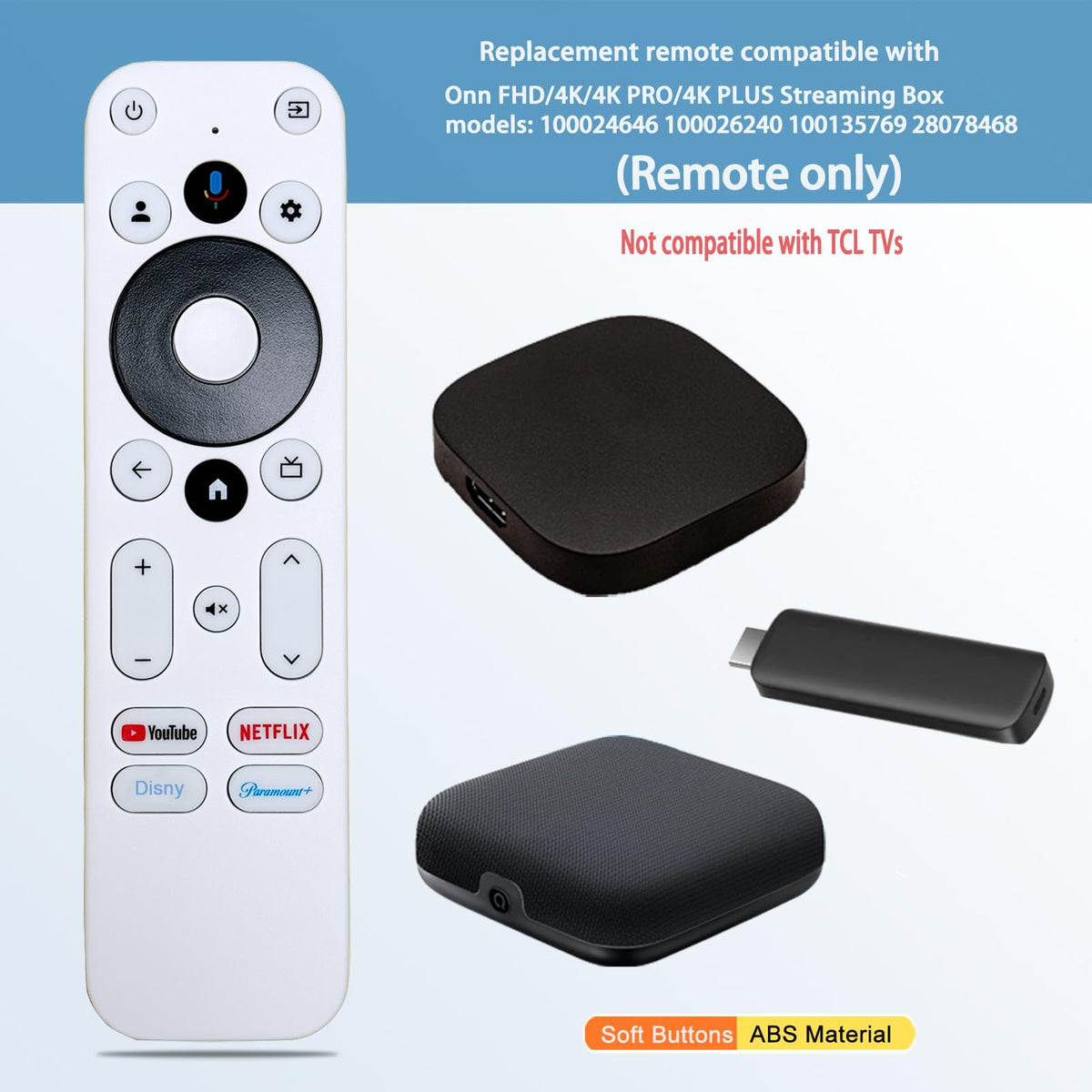Voice Remote Control Compatible with Onn Streaming Box U715465