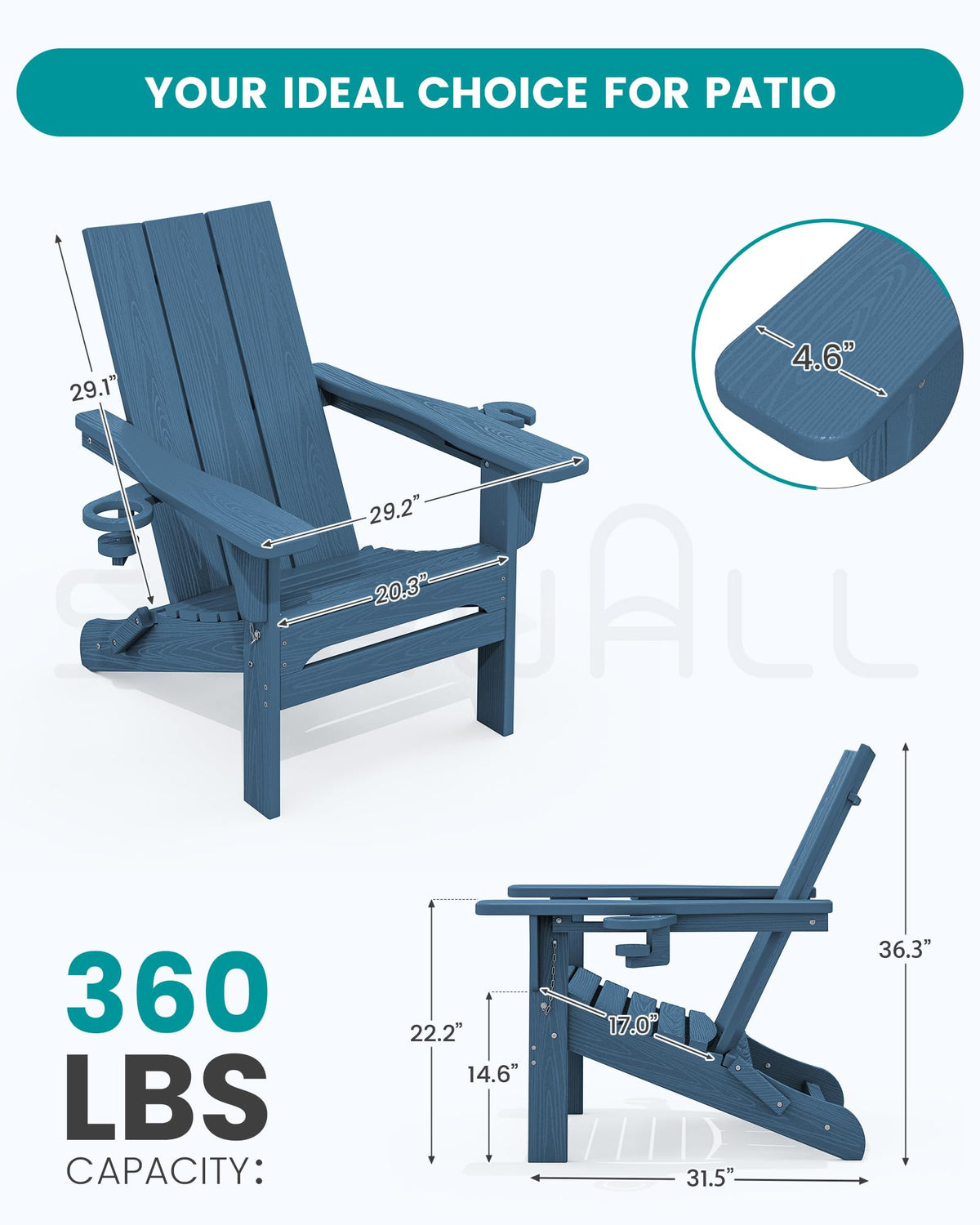 Blue Folding Adirondack Chairs Set of 6 P80838