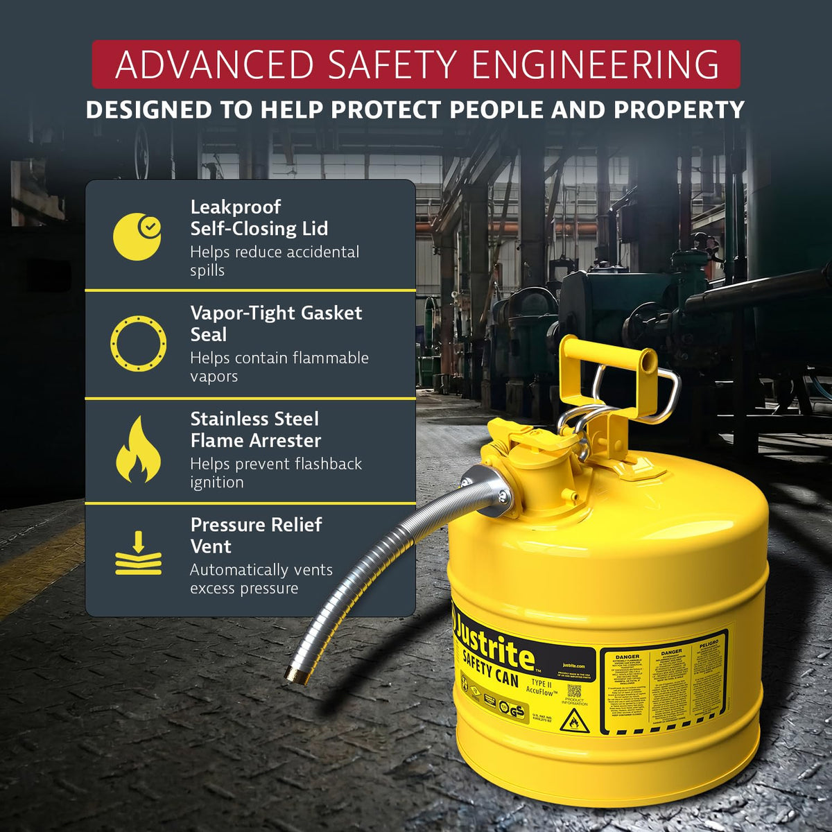 Yellow Galvanized Steel Diesel Fuel Can J299731