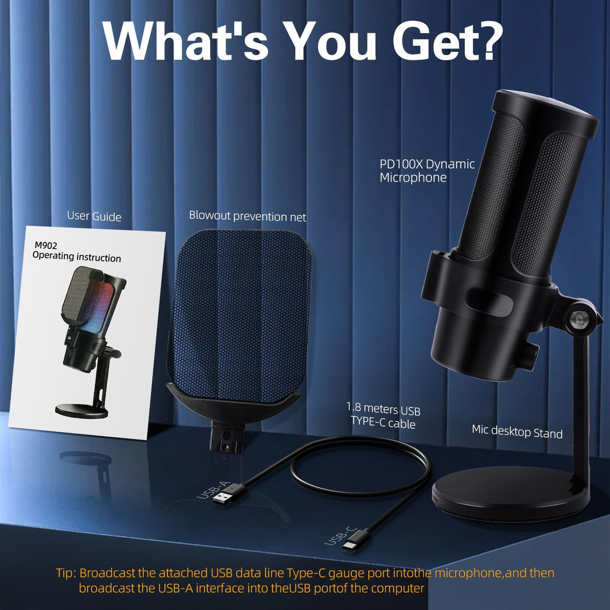 USB Condenser Microphone with Quick Mute, Pop Filter, Shock Mount K78547