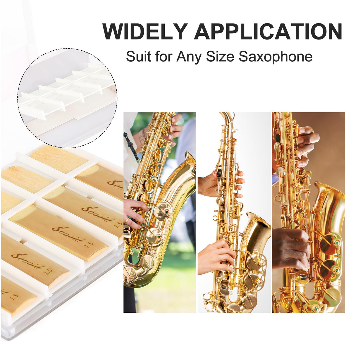10 Pack Strength 1.5 Alto Saxophone Reeds with Plastic Box B2914