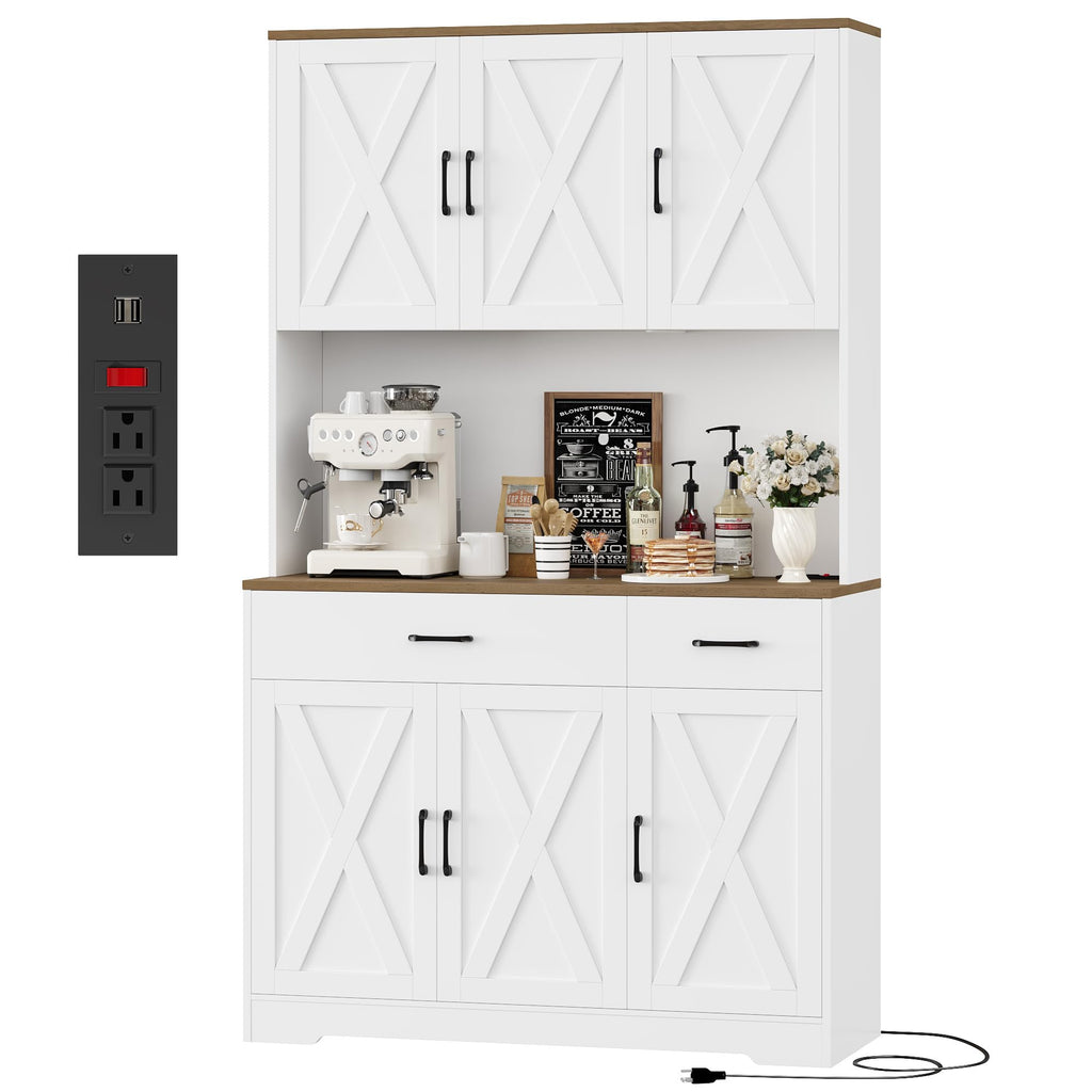 White Kitchen Pantry Storage Cabinet S67805