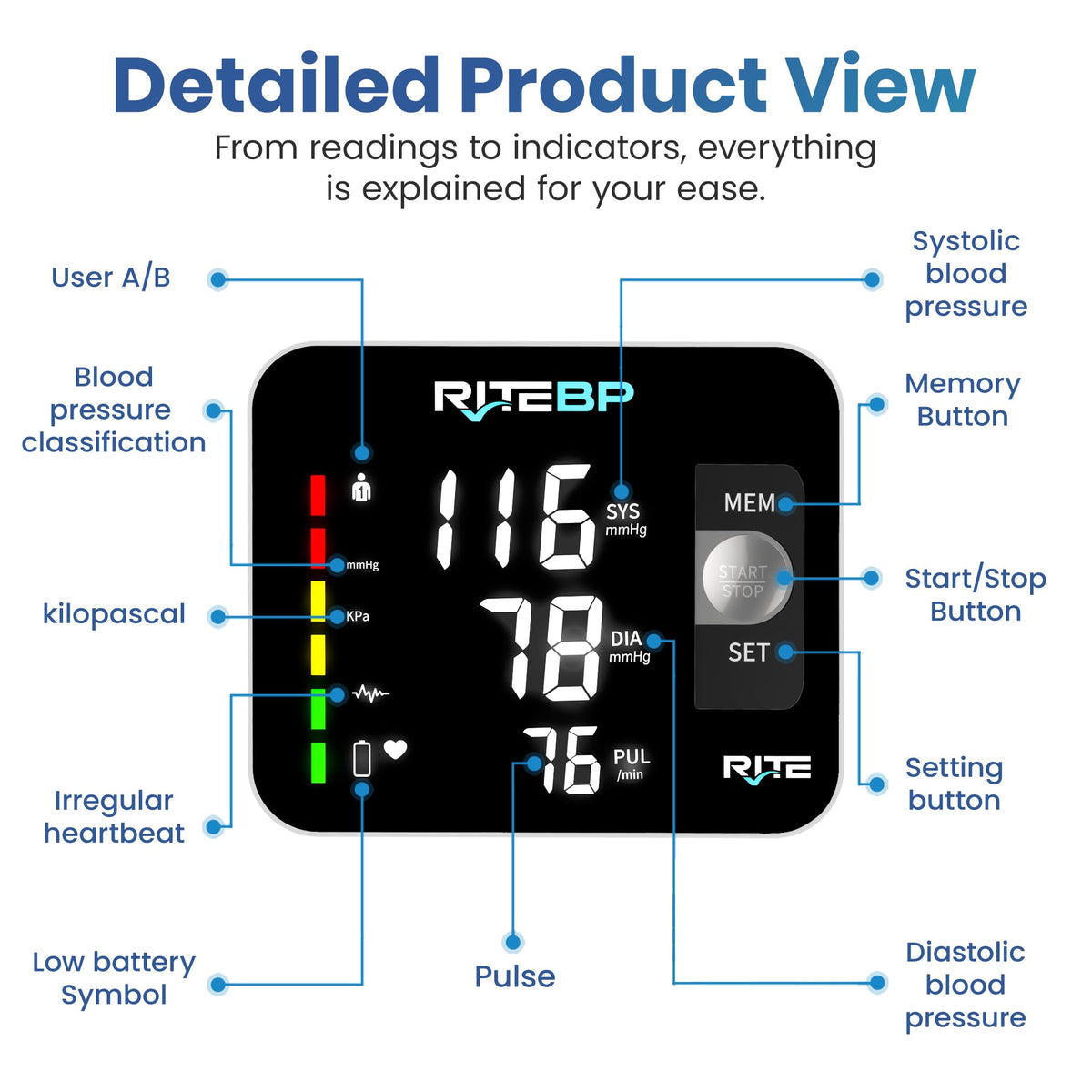 Digital Blood Pressure Monitor with 2 Large Arm Cuffs H803425