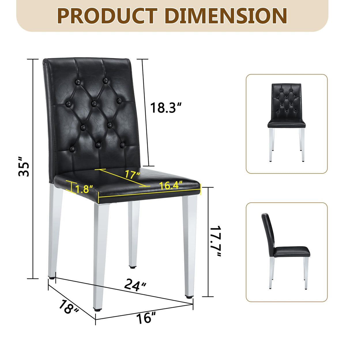 Black Faux Leather Dining Chairs Set of 6 O10769