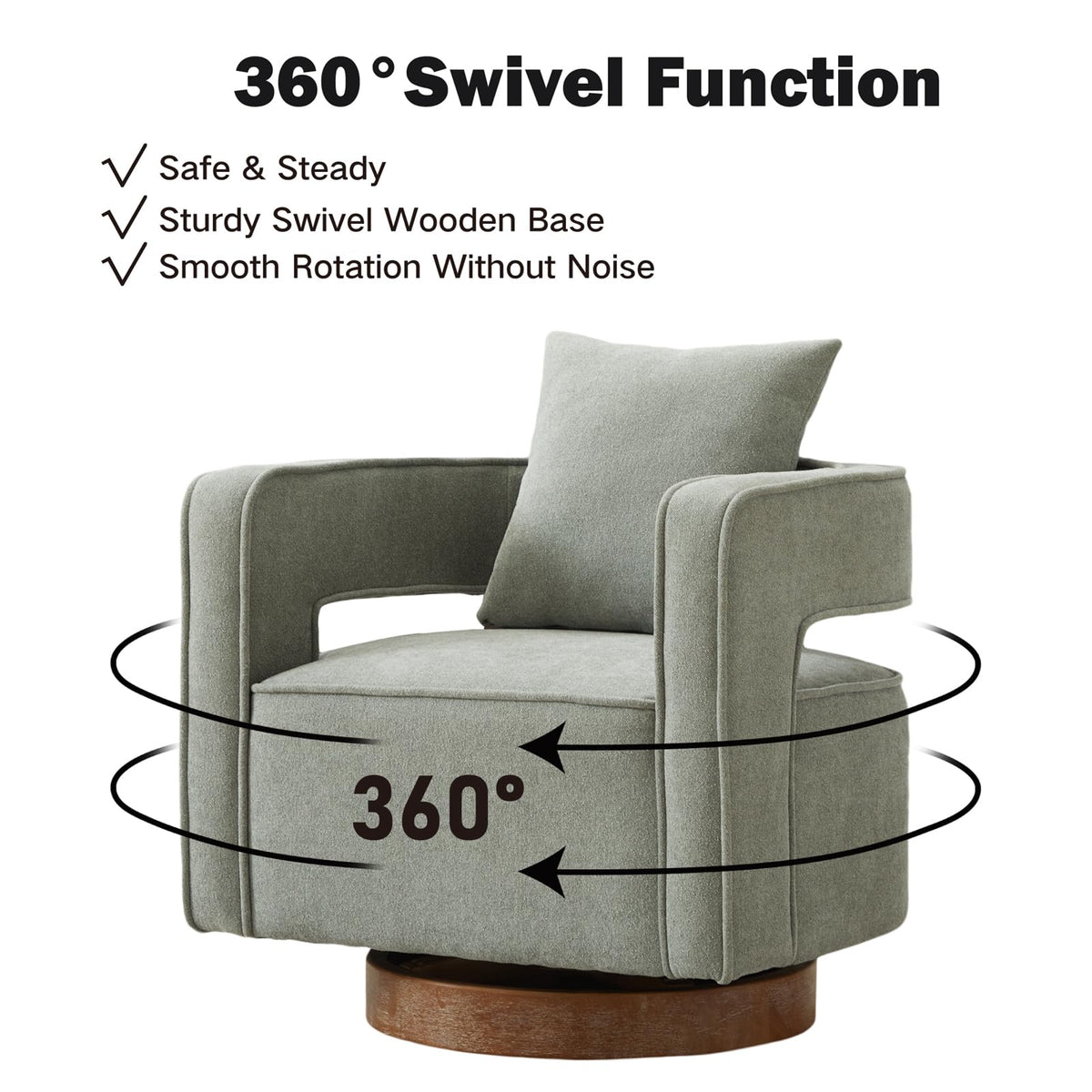 Green Linen Swivel Accent Barrel Chair Set of 2 with Solid Wood Base R868153