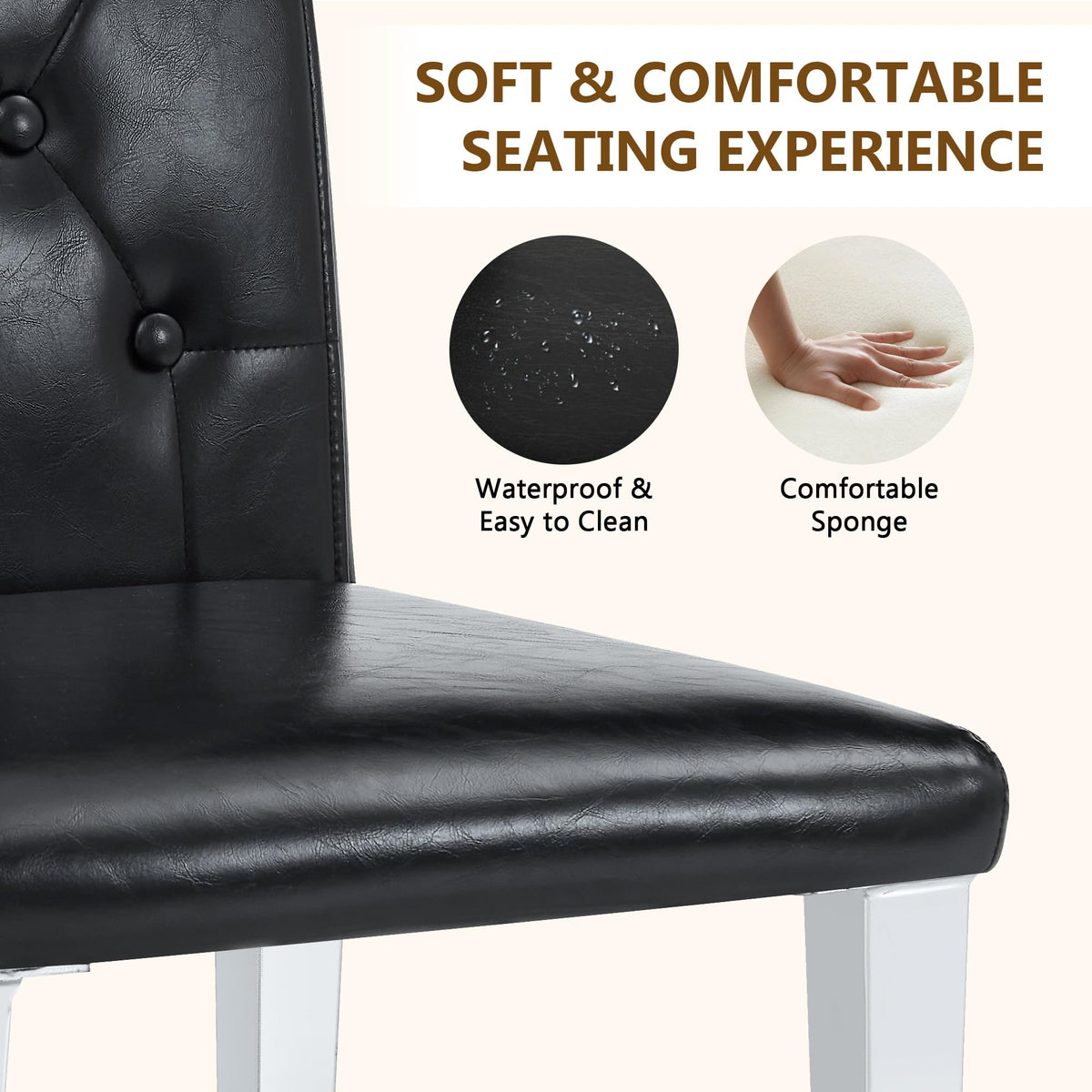 Black Faux Leather Dining Chairs Set of 6 O10769