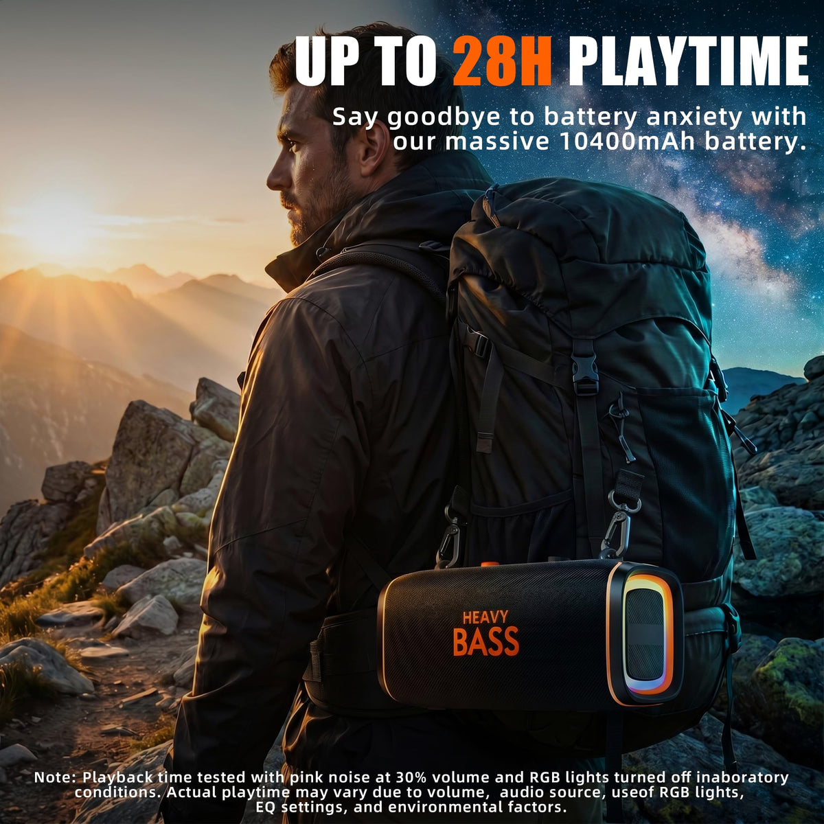 Portable Bluetooth Speaker, 120W Peak, 28-Hour Playtime F50730