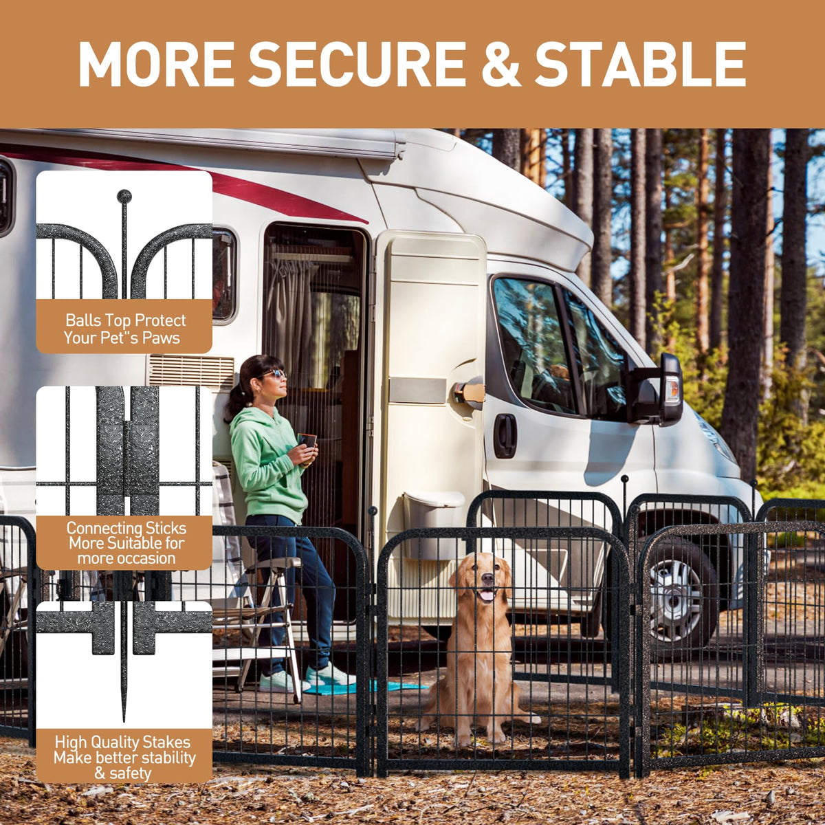 40in 16 Panels Heavy Duty Metal Dog Playpen A255