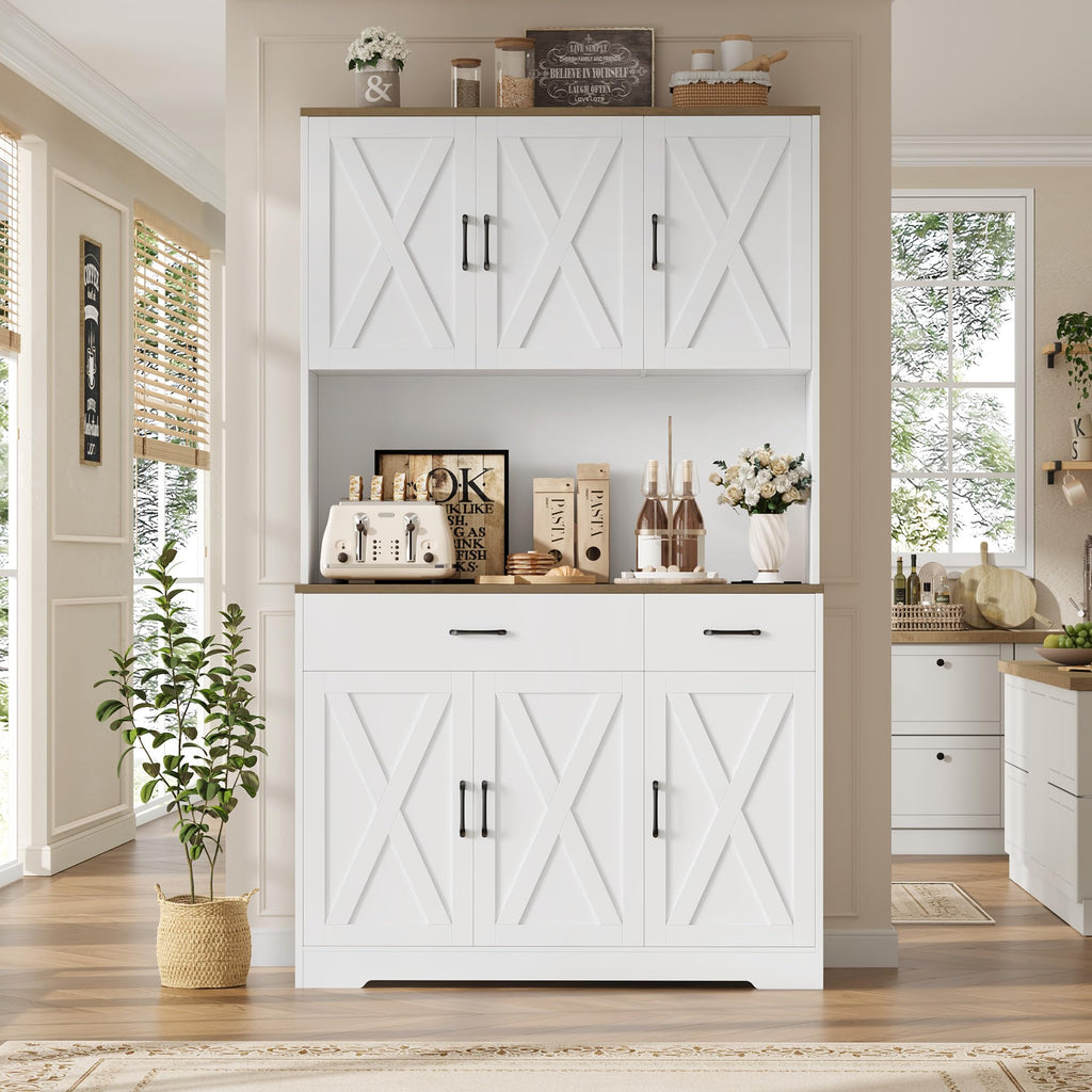 White Kitchen Pantry Storage Cabinet S67805