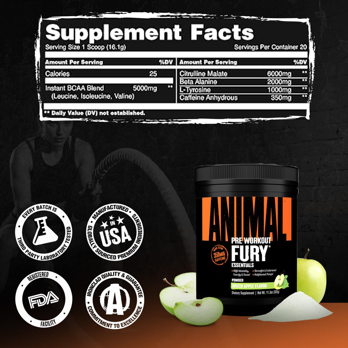 Green Apple Pre Workout Powder 20 Serving P857083