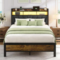 Full Bed Frame with LED Lights and Charging Station A939771