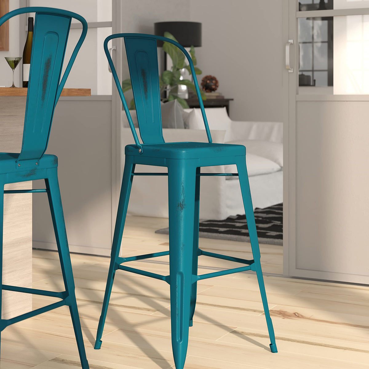 30" Metal Counter Stool with Footrest D462