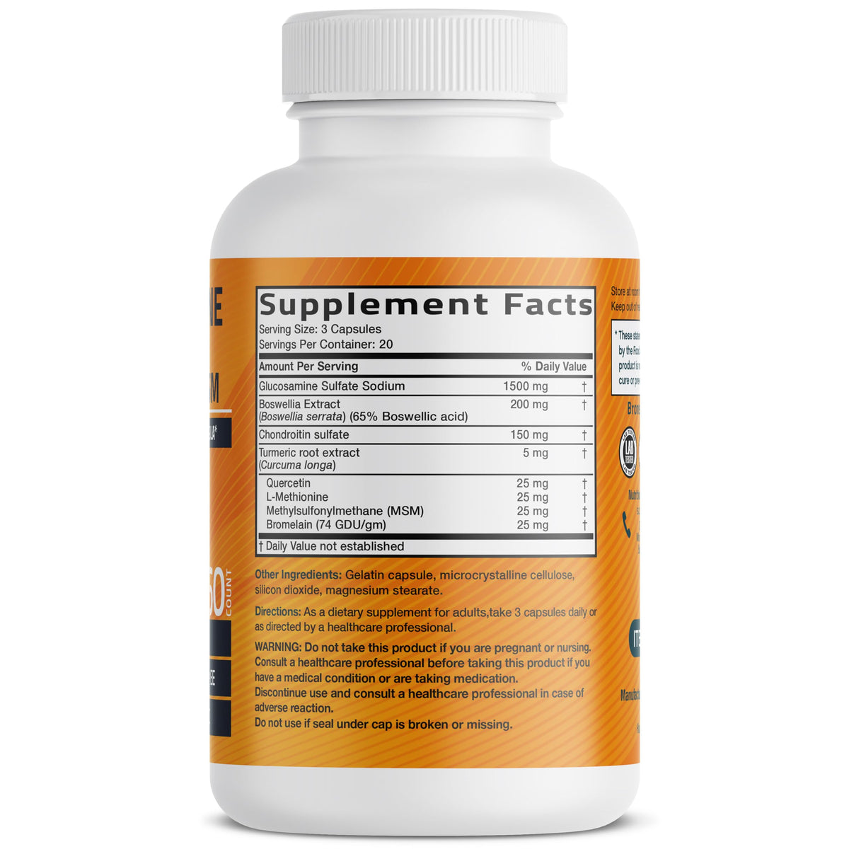 Glucosamine Chondroitin Turmeric & MSM Joint Support, 60 Capsules C355
