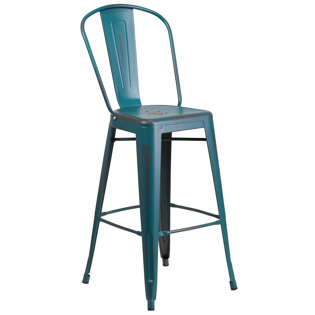 30" Metal Counter Stool with Footrest D462