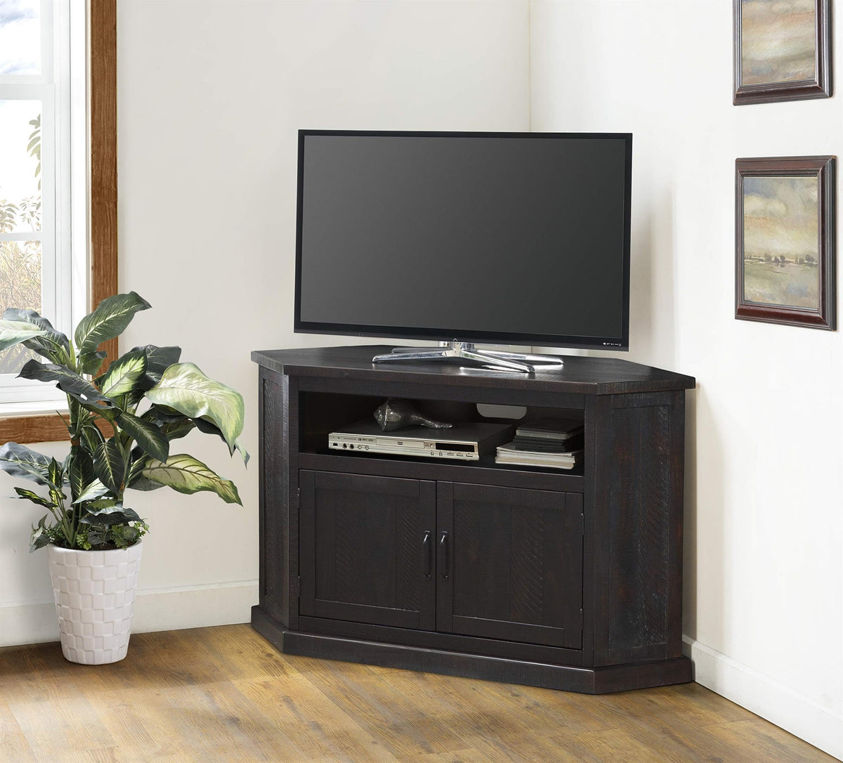 Solid Wood TV Stand with Cabinet Storage C31742