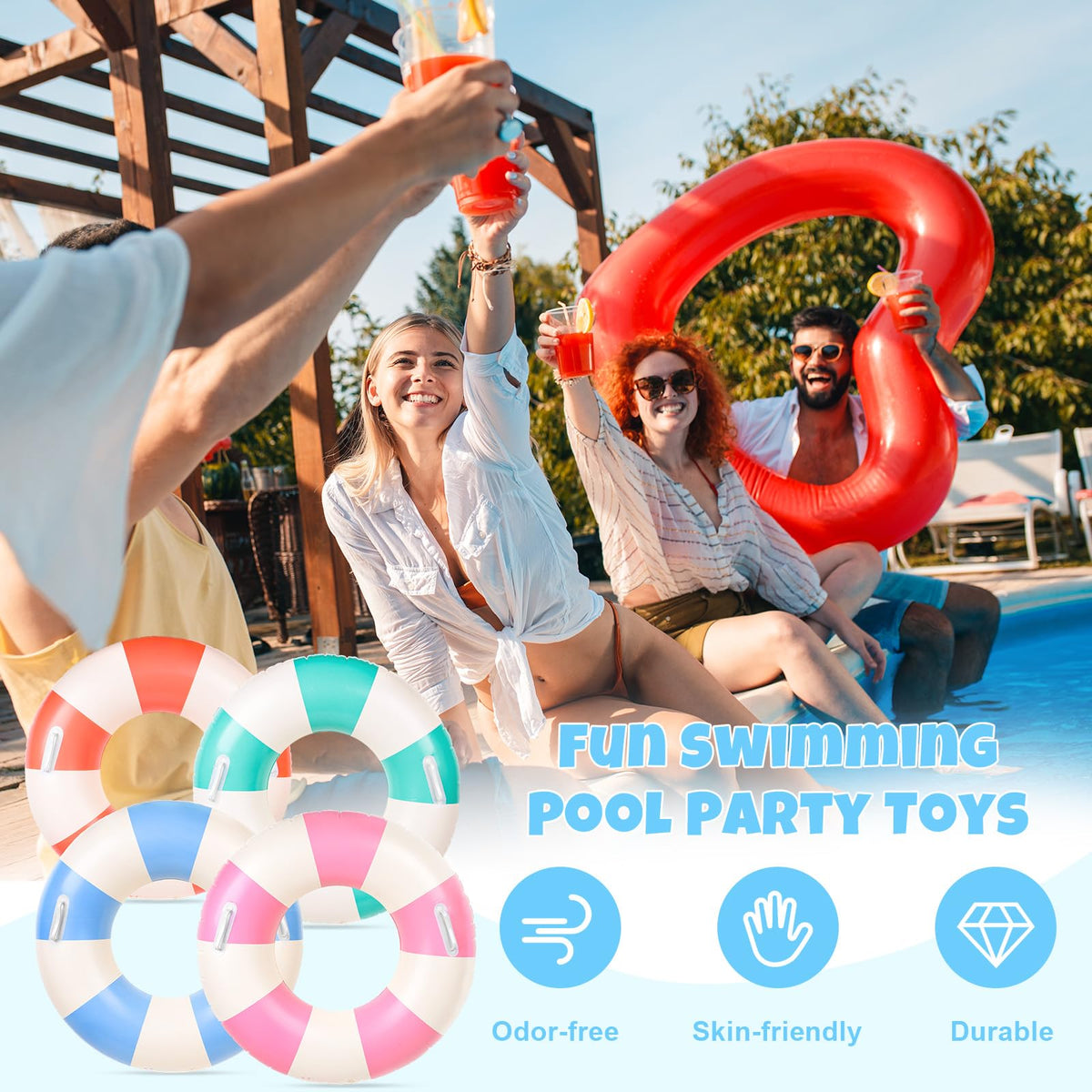 4Pcs Inflatable Pool Float with Handle I7800