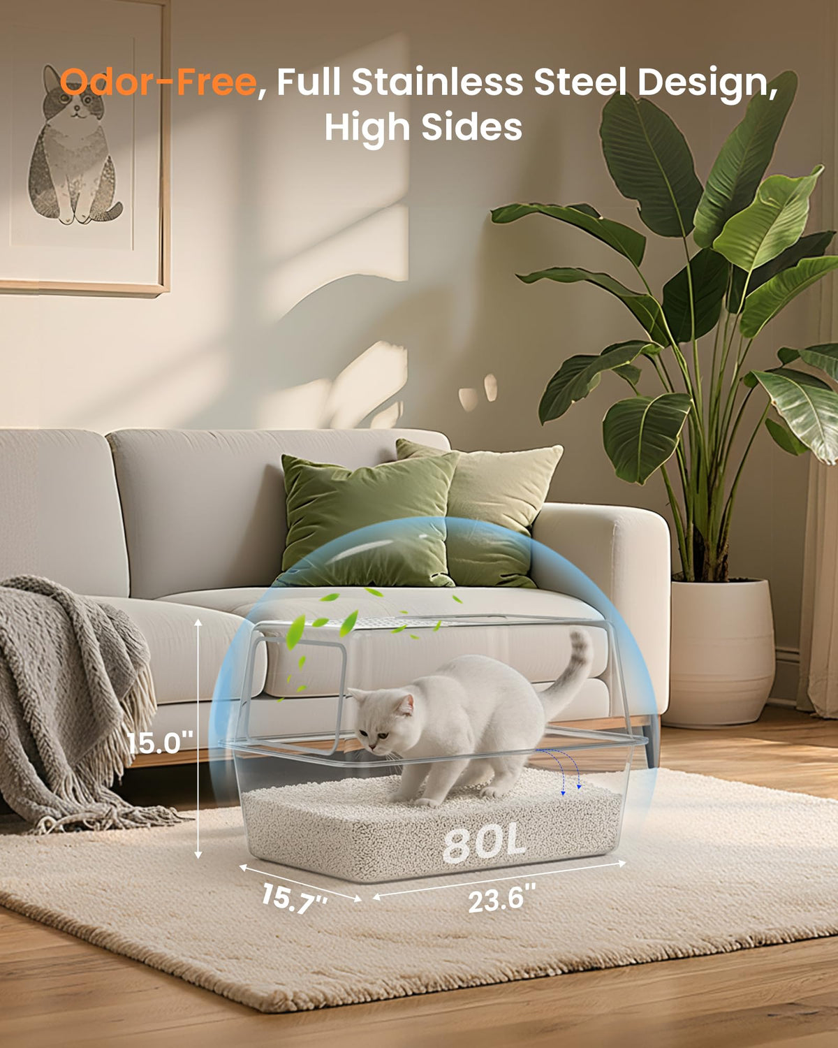 Stainless Steel Enclosed Cat Litter Box with Lid L98988