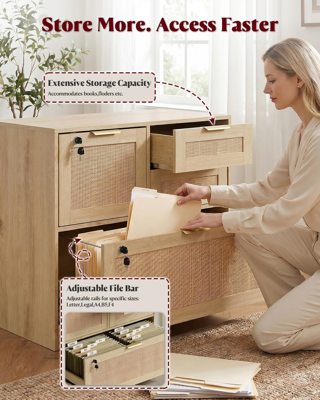 4 Drawer File Cabinet with Lock P386
