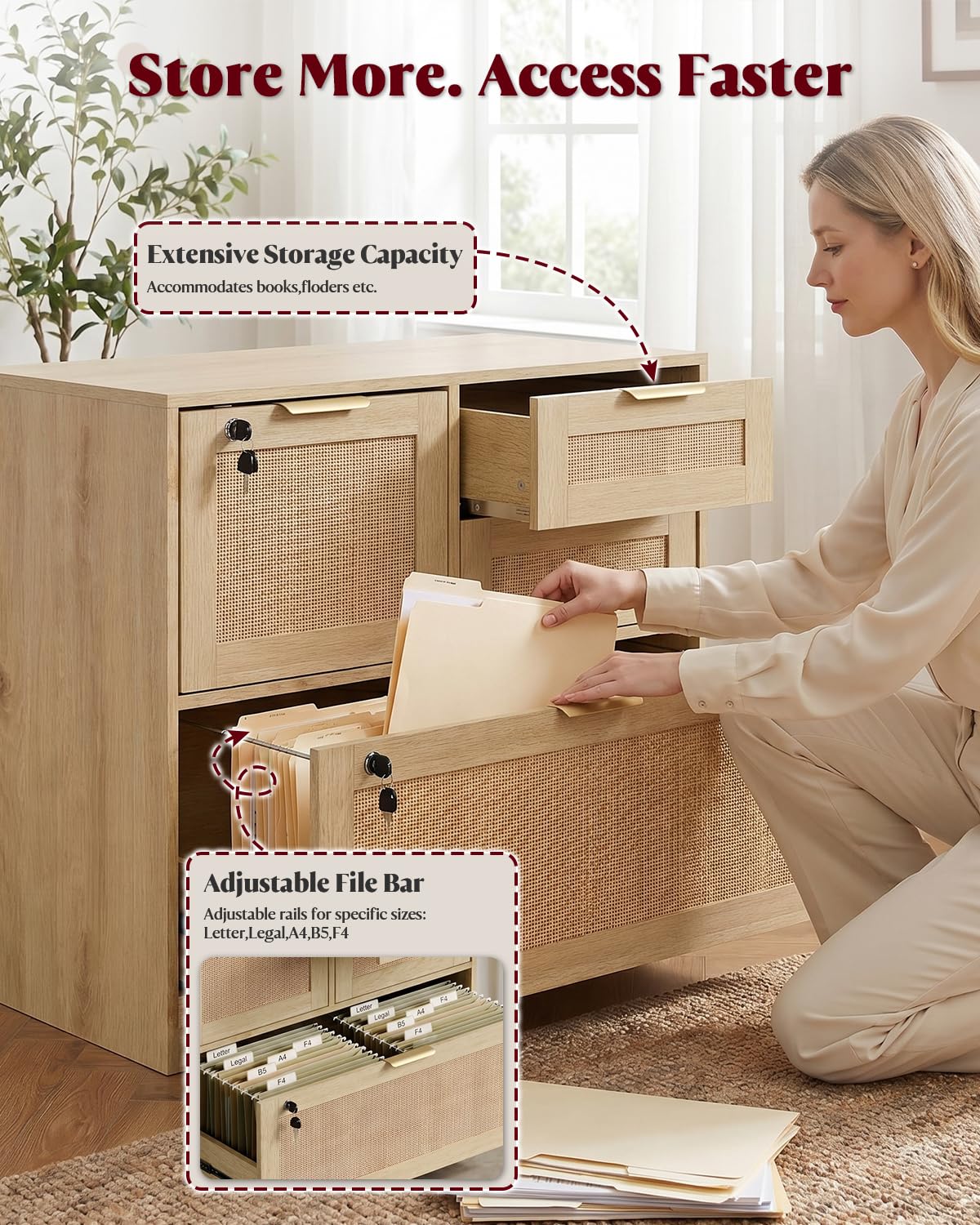 4 Drawer File Cabinet with Lock P386