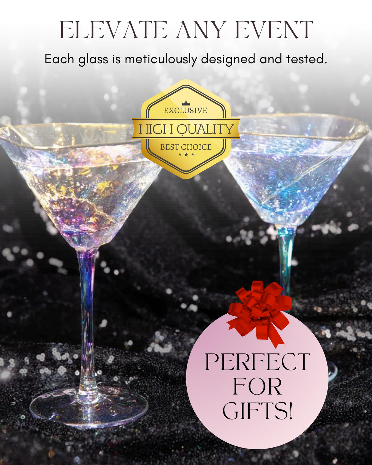 Iridescent Handmade Hammered Martini Glasses Set of 2 U824764