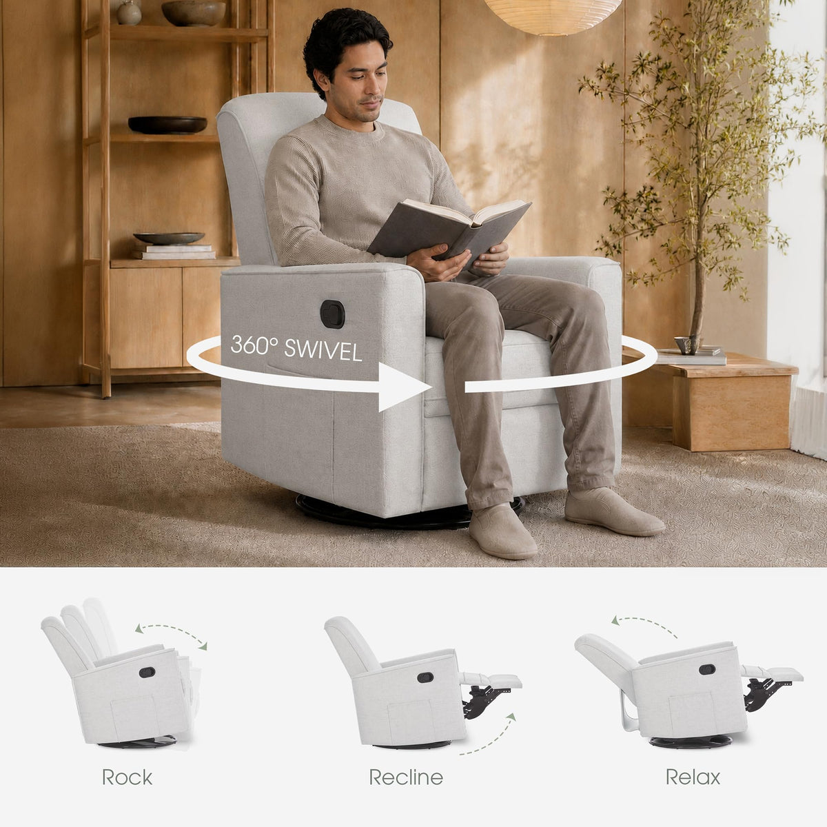 Upholstered Manual Glider Recliner O3874