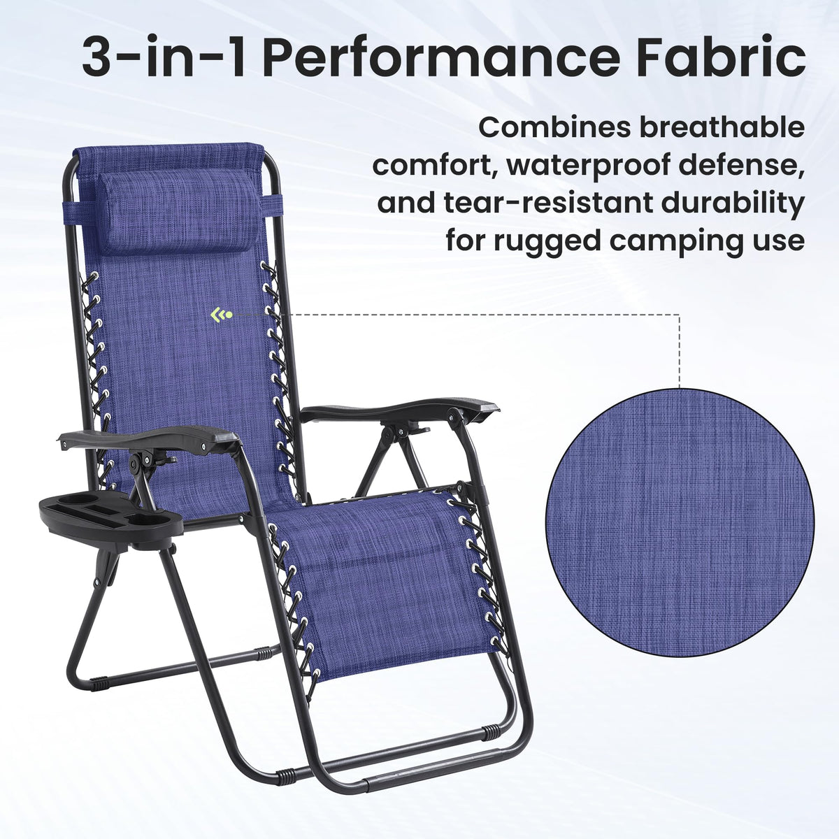 Oversized Padded Zero Gravity Chair Set of 2 with Pillow & Cup Holder H803