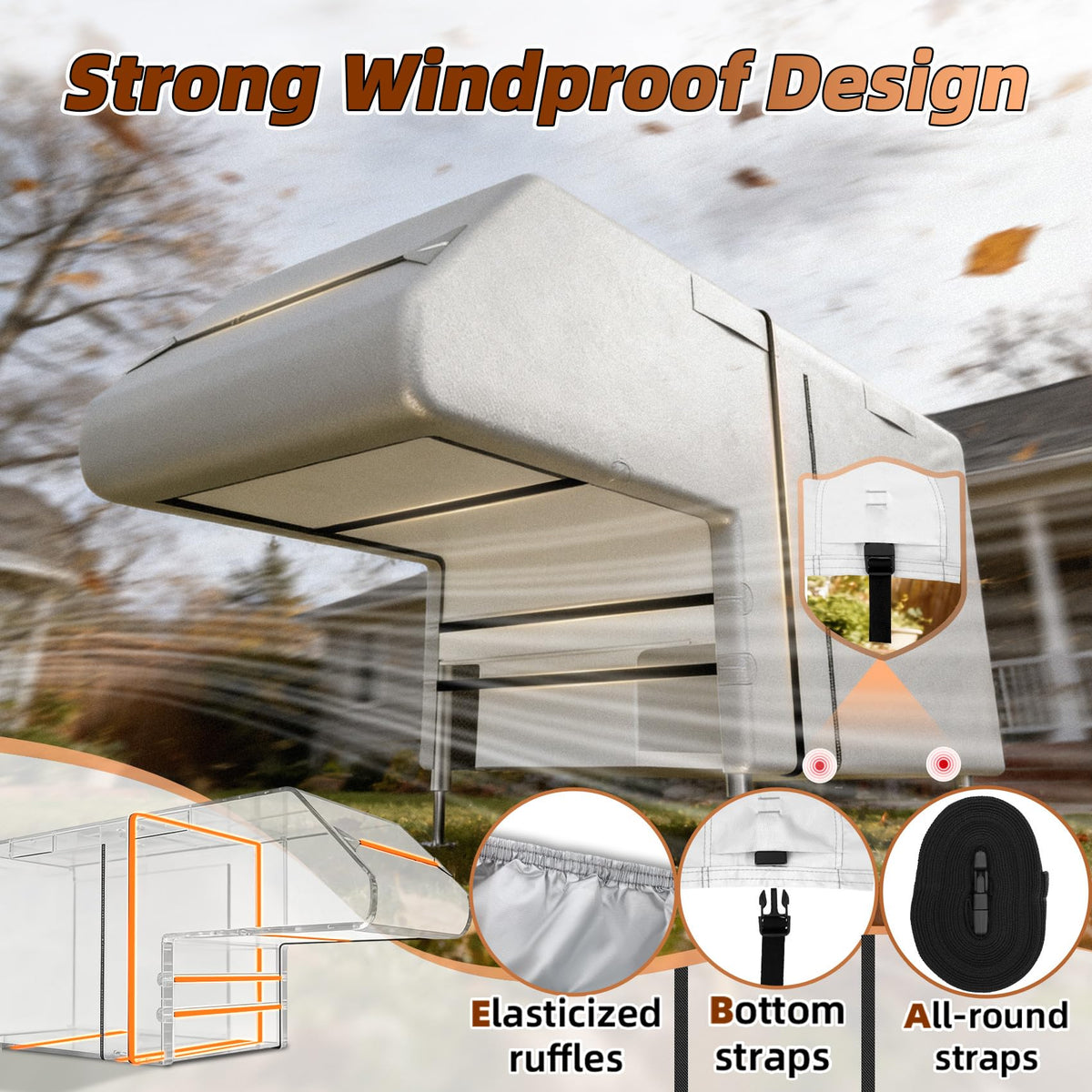 10-12ft Truck Camper Cover 300D Oxford Y274