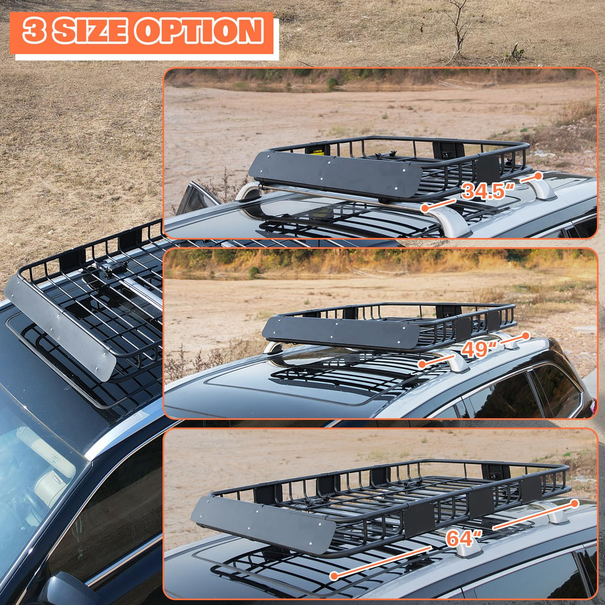 64" x 39" x 5" 200lb Heavy Duty Roof Rack Carrier Basket with Waterproof Bag B79296