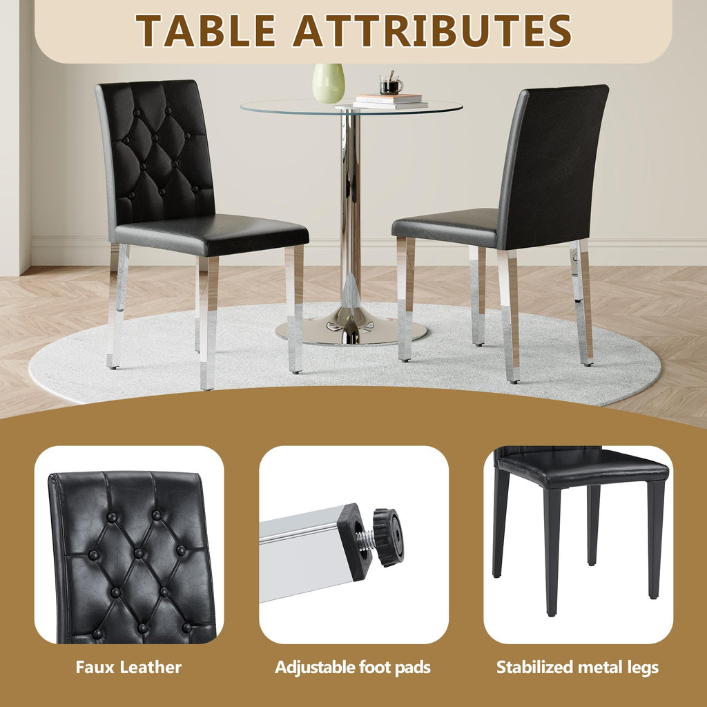 Black Faux Leather Dining Chairs Set of 6 O10769