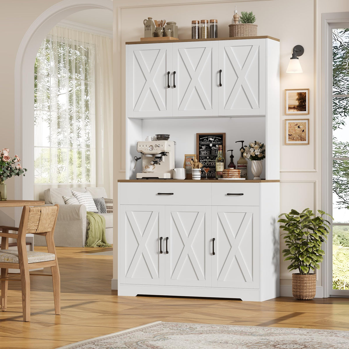 White Kitchen Pantry Storage Cabinet S67805