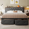 King Size Metal Platform Bed Frame with 2 Storage Drawers M3532