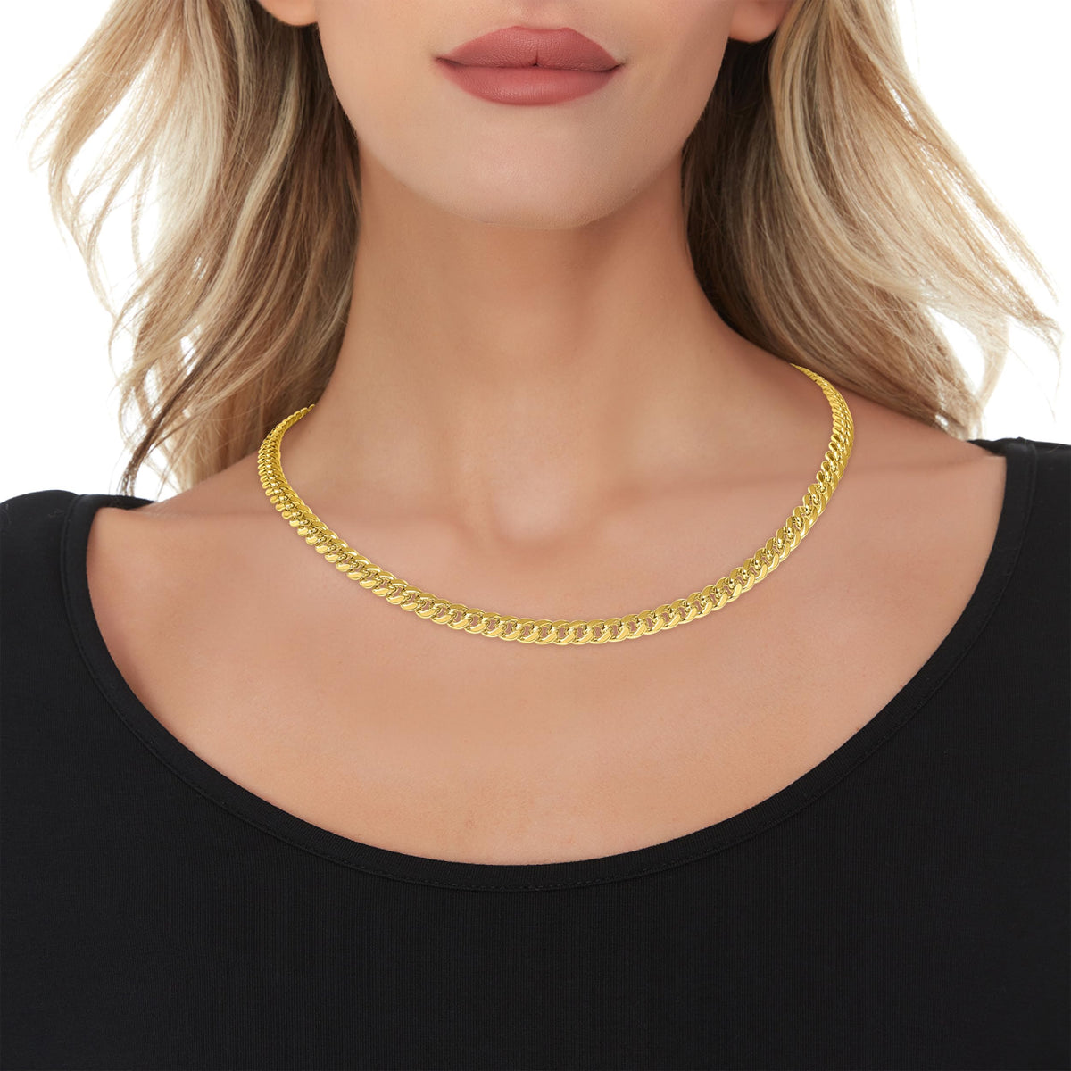 10k Yellow Gold 6mm Cuban Link Chain Necklace V12578