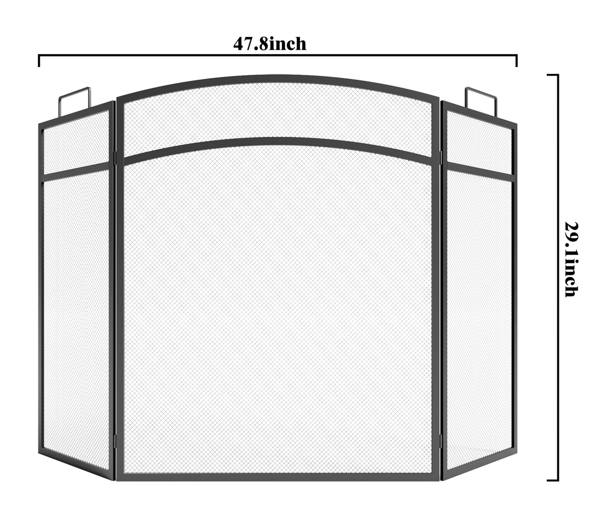 Black Foldable Wrought Metal Mesh Fireplace Screen Q9102