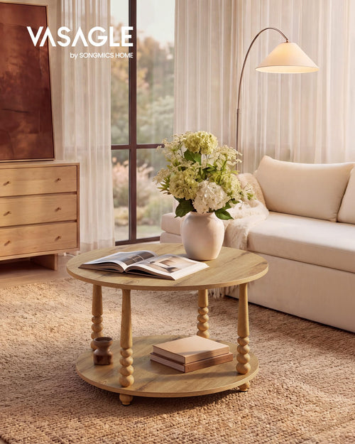 2-Tier Round Coffee Table with Storage S66947
