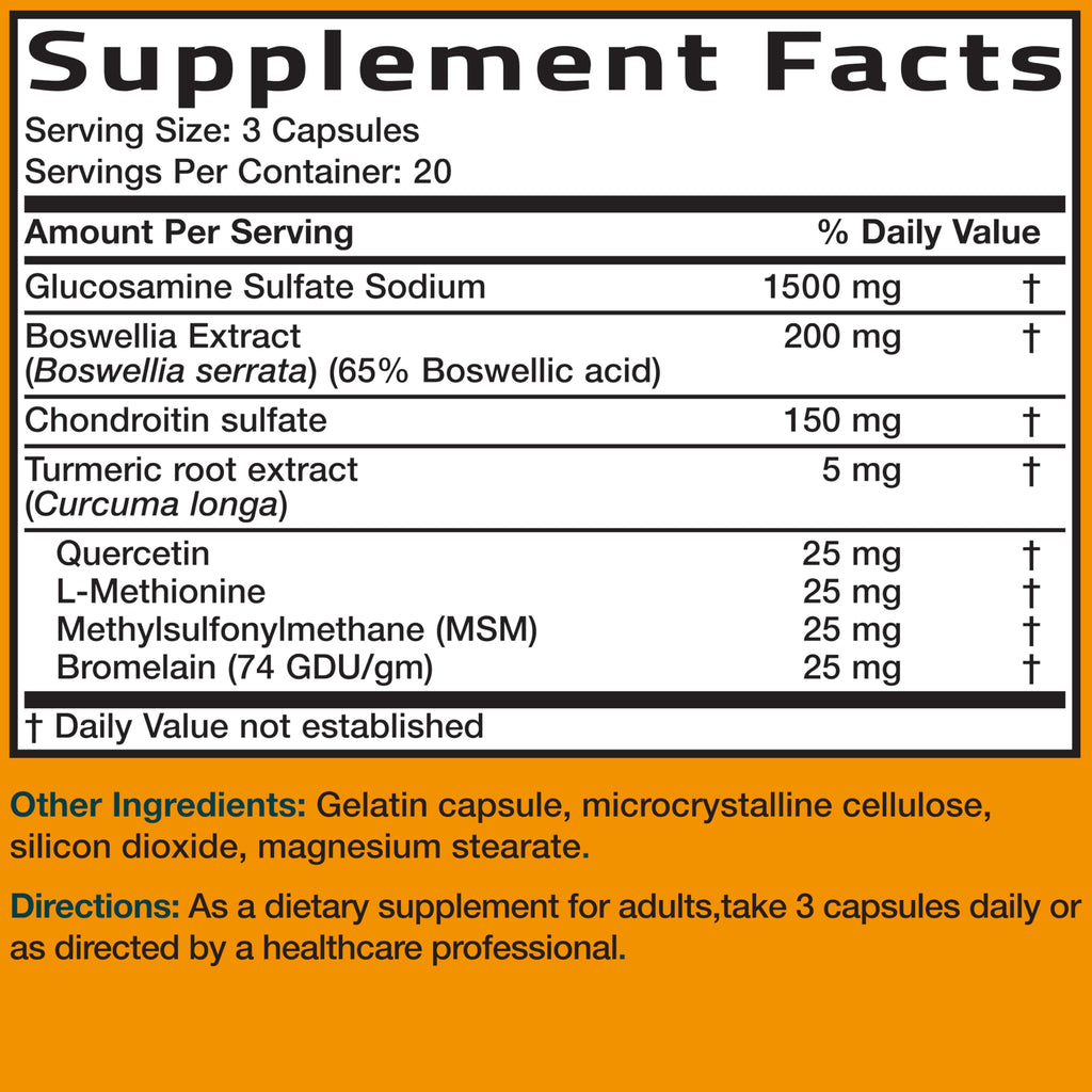 Glucosamine Chondroitin Turmeric & MSM Joint Support, 60 Capsules C355