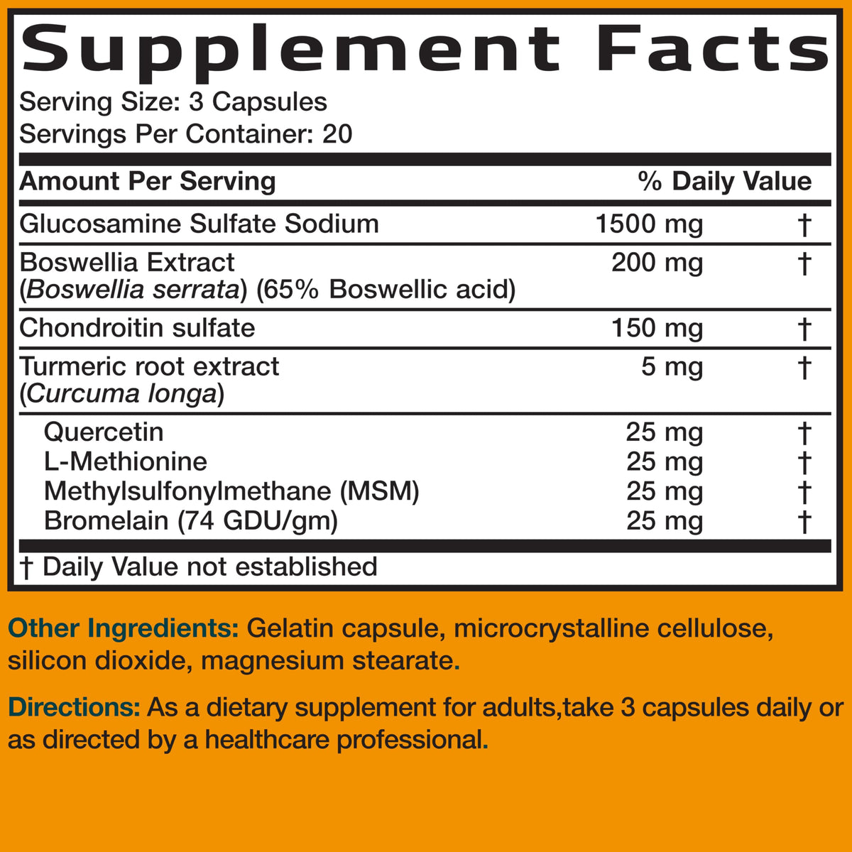 Glucosamine Chondroitin Turmeric & MSM Joint Support, 60 Capsules C355