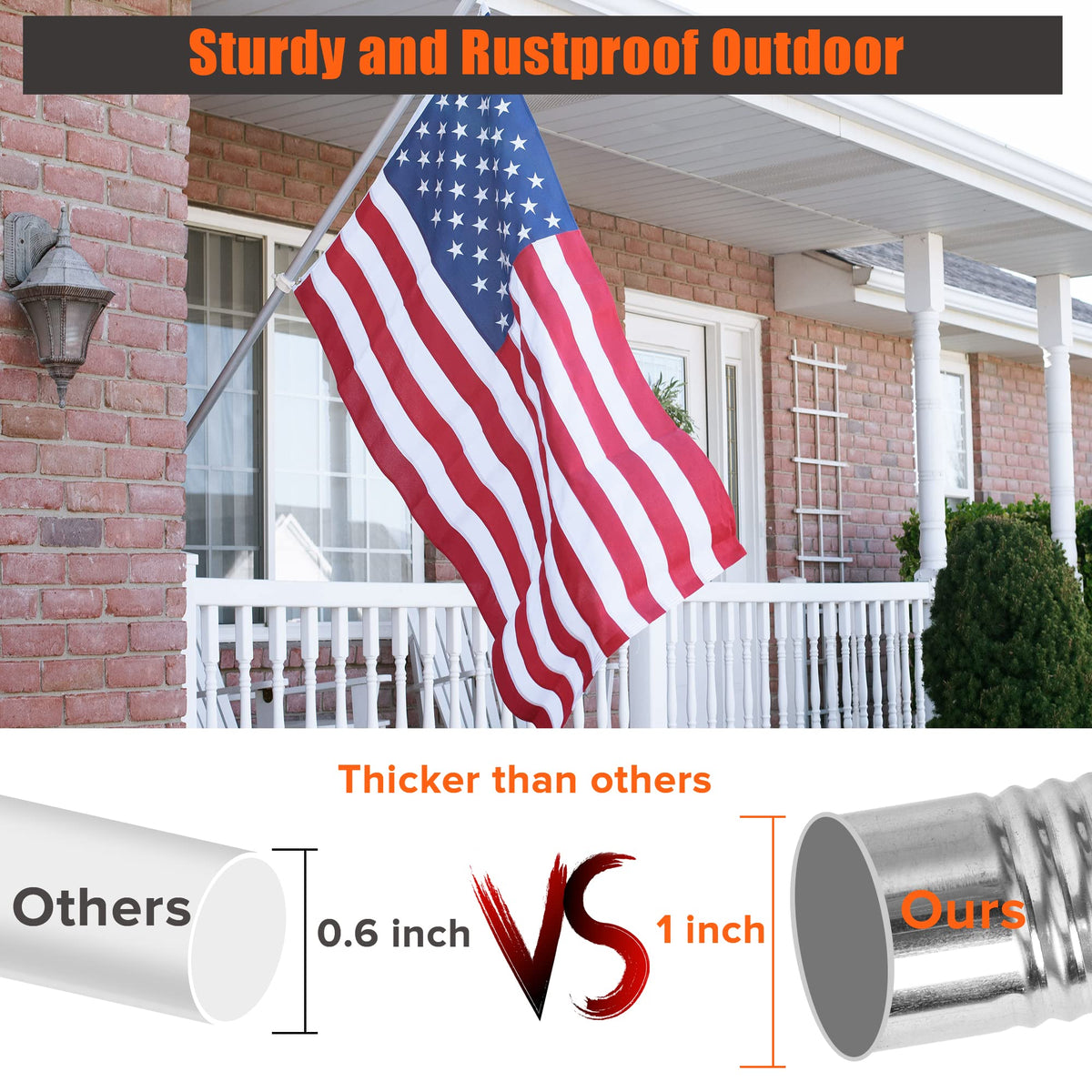 6FT Stainless Steel Flag Pole Kit F1183