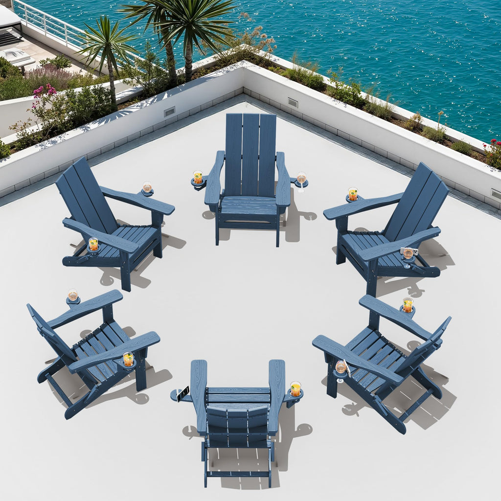 Blue Folding Adirondack Chairs Set of 6 P80838