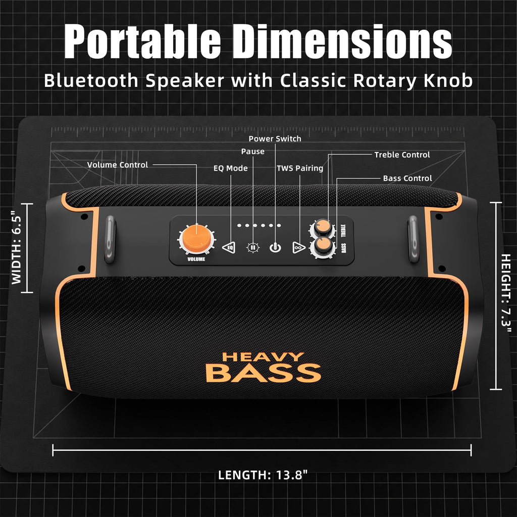 Portable Bluetooth Speaker, 120W Peak, 28-Hour Playtime F50730