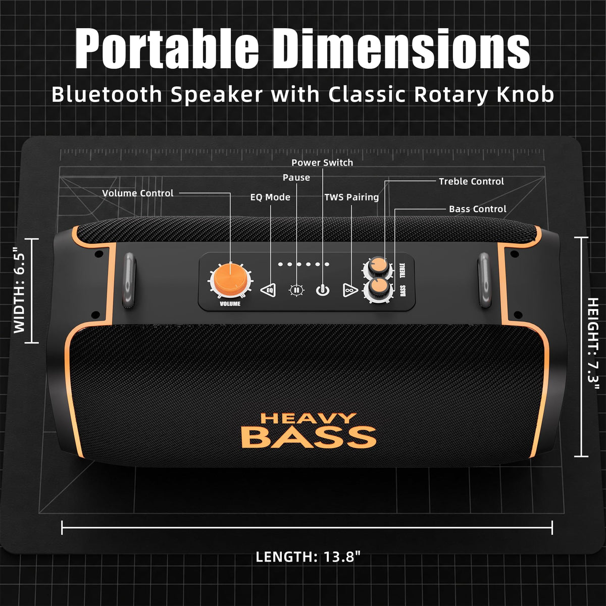 Portable Bluetooth Speaker, 120W Peak, 28-Hour Playtime F50730