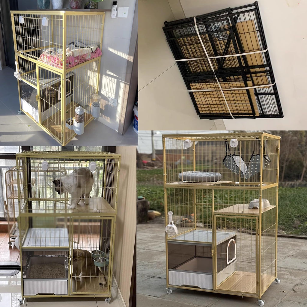 Indoor Cat House with Litter Box Enclosure with Wheels E54079