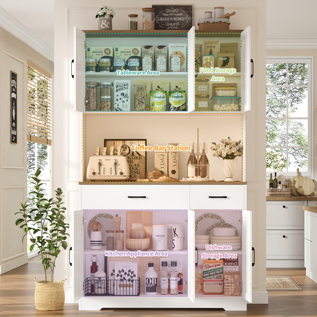 White Kitchen Pantry Storage Cabinet S67805