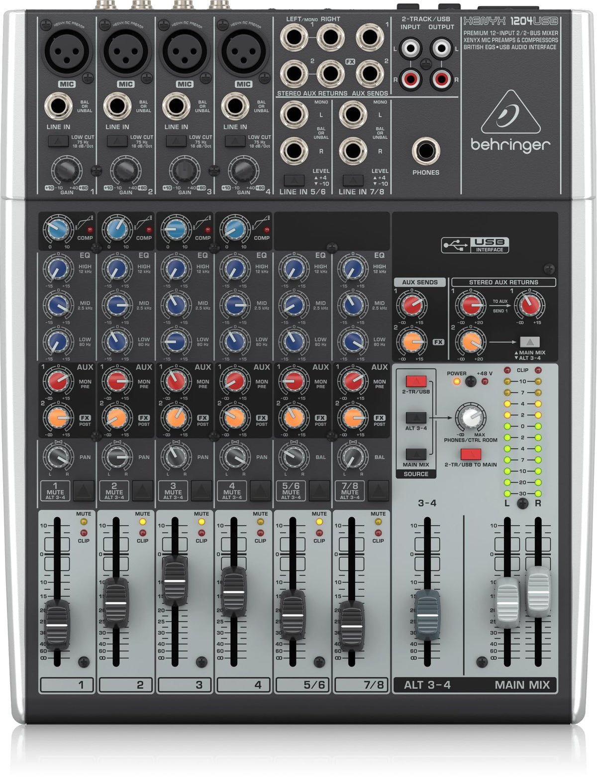 12-Input 2/2-Bus Mixer with Mic Preamps and USB Audio Interface F323