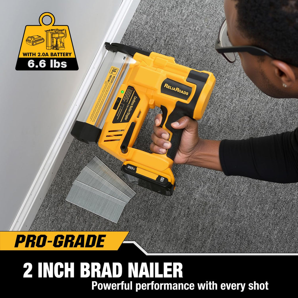 2" Cordless Brad Nailer 18GA Battery Powered Nail Gun with Toolbag Y401