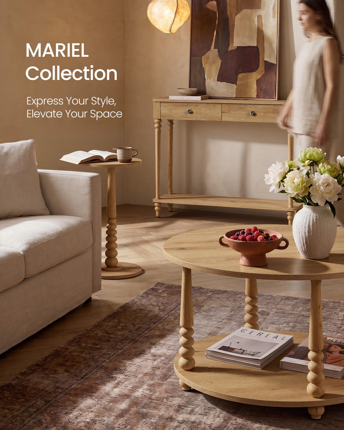 2-Tier Round Coffee Table with Storage S66947